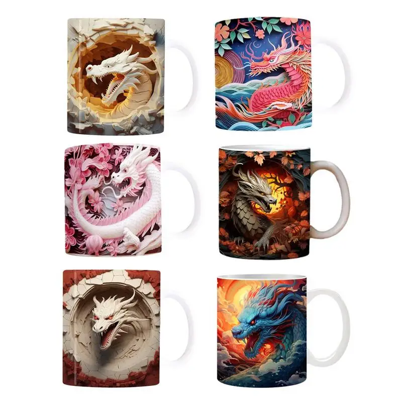 

Dragon Ceramic Mugs Chinese Zodiac Dragon Coffee Cup For Coffee Milk Tea Lovers Zodiac Gift Kitchen Tableware Office mug