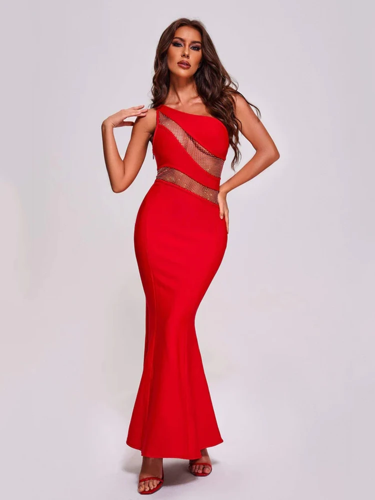 BEVENCCEL 2023 New Summer Women's Red Sexy Sleeveless One Shoulder Diamond Mesh Maxi Bandage Dress Elegant Celebrity Party Dress
BEVENCCEL 2023 New Summer Women's Red Sexy Sleeveless One Shoulder Diamond Mesh Maxi Bandage Dress Elegant Celebrity Party Dress