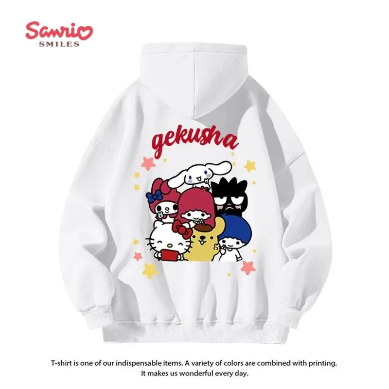 

Kawaii Sanriod Anime Hello Kitty Hooded Sweatshirt, Autumn and Winter Versatile Loose Sweatshirt for Men and Women, Couple Style