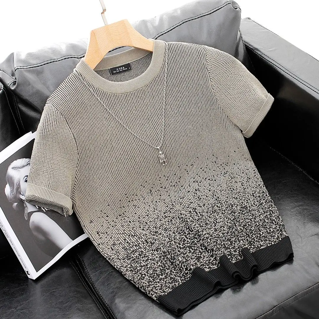2024 Spring Summer Men's New Short-sleeved Sweater T-shirt Male Gradient O-neck T Shirts Men Slim Fit Pullover Tops Tees D80
2024 Spring Summer Men's New Short-sleeved Sweater T-shirt Male Gradient O-neck T Shirts Men Slim Fit Pullover Tops Tees D80