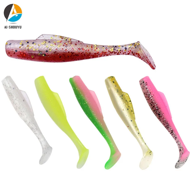 

AI-SHOUYU Soft Fishing Lure 5g/8cm 6pcs Artificial Soft Bait with fin Swimbaits Winter Tackle Fishing Gears for Jig Hook