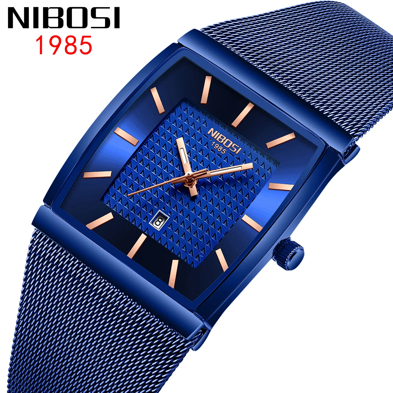 

NIBOSI Fashion Blue Quartz Watch for Men Stainless Steel Strap Waterproof Date Mens Watches Top Brand Luxury Relogio Masculino