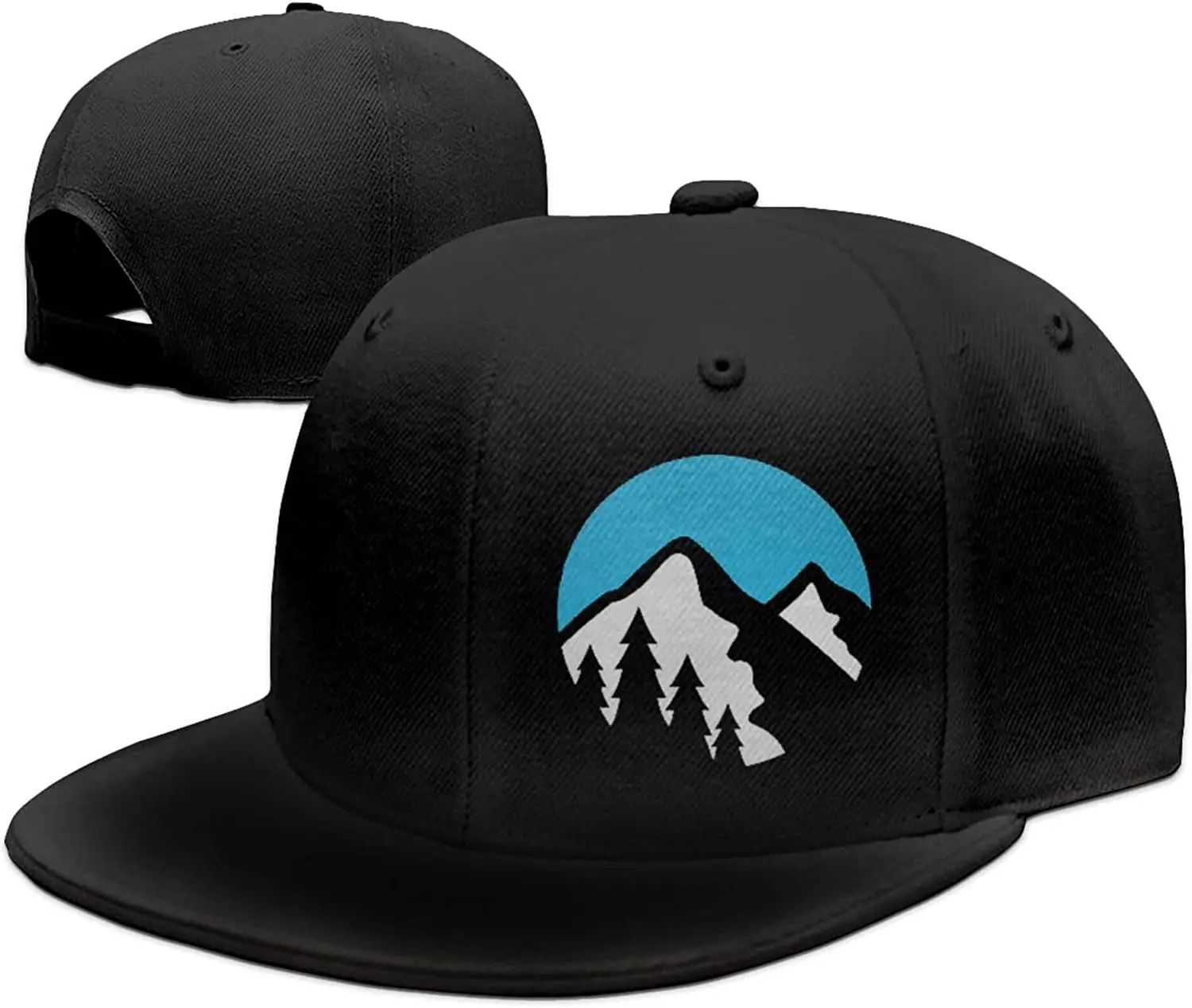 

Moutain Snapback Hat for Men Baseball Cap Adjustable Black Trucker Flat Bill Hats Dad Adult Unisex Four Seasons Casual Hats