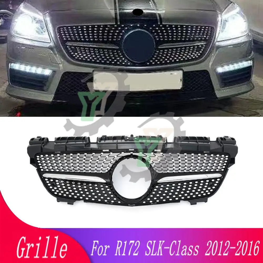 

Front Bumper Grille Upper racing Grill For Mercedes-Benz R172 SLK Class SLK200 SLK250 SLK300 SLK350 2012-2016 Diamond GT Style