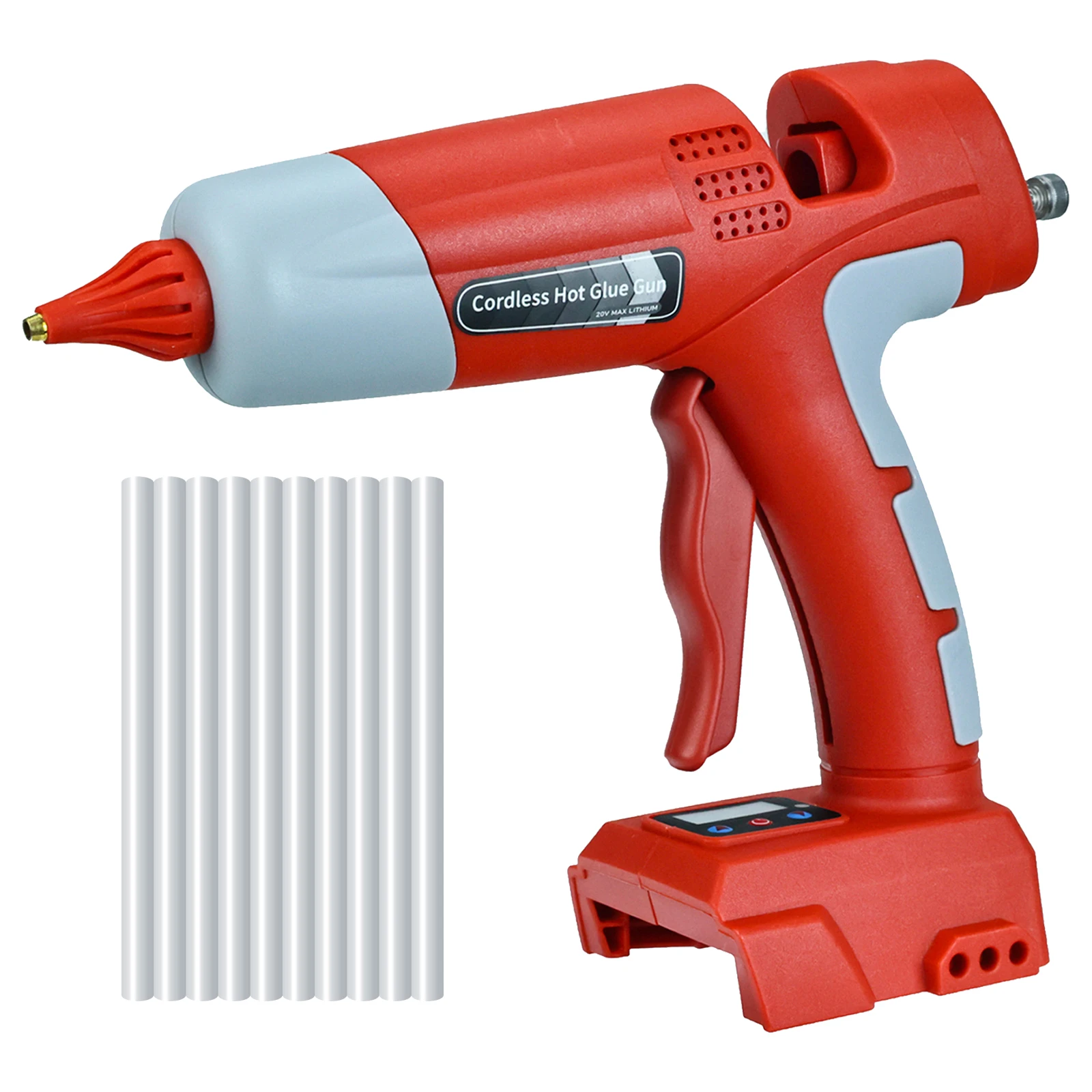 

100W Cordless Electric Hot Glue Gun with 10pcs 11mm Sticks Hot Melt Welding Repair DIY Tool for Milwaukee 18V 20V Li-ion Battery