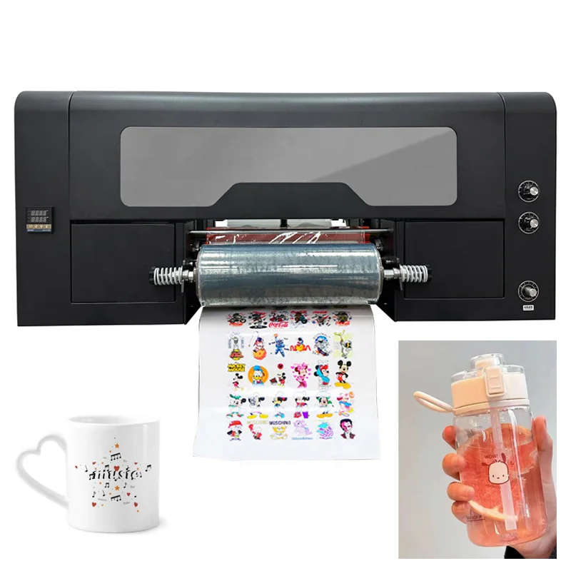 

30cm Roll Transfer Flatbed Wrap Dual Multifunction LOGO Glass Plastic CMYK+W+V Sticker Automatic UV DTF Printer With Laminator