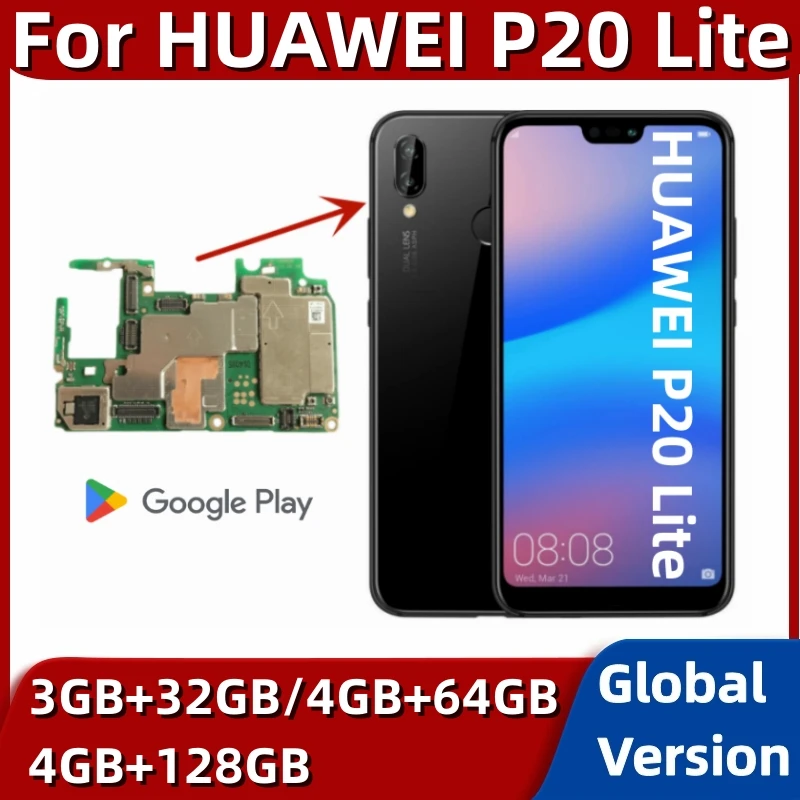 

Материнская плата для HUAWEI P20 Lite, 64 ГБ, 128 ГБ, глобальное ПЗУ, оригинальная разблокированная логическая пластина, с процессором Kirin 659