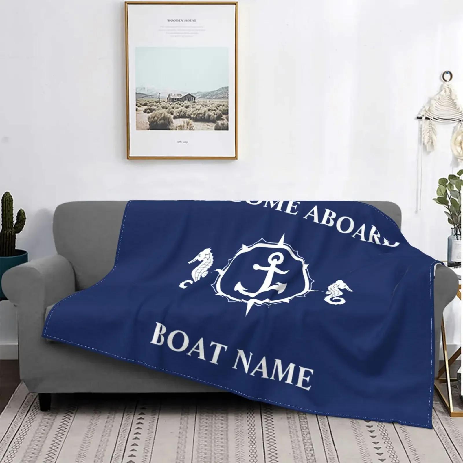 

Deep Sea Color Nautical Upholstery Blanket Soft Flannel Blanket Breathable Ultra Warm Bedding and Travel Blanket Customizable