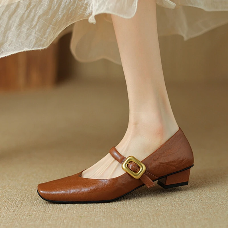 NEW Spring/Autumn Women Pumps Square Toe Chunky Heel Shoes Genuine Leather Shoes for Women Elegant High Heels Buckle Mary Janes
NEW Spring/Autumn Women Pumps Square Toe Chunky Heel Shoes Genuine Leather Shoes for Women Elegant High Heels Buckle Mary Janes