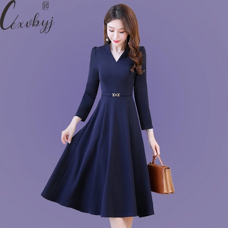 Women V-Neck Plus Size A-Line Dress Korean Fashion Autumn Winter Long Sleeve Bodycon Dress Ladies Office Work Elegant Vestidos
Women V-Neck Plus Size A-Line Dress Korean Fashion Autumn Winter Long Sleeve Bodycon Dress Ladies Office Work Elegant Vestidos