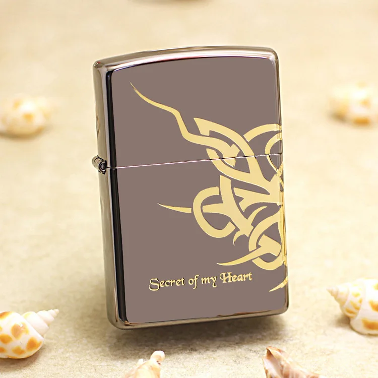 

Genuine Zippo Black Ice Heart oil lighter copper windproof cigarette Kerosene lighters Gift with anti-counterfeiting code