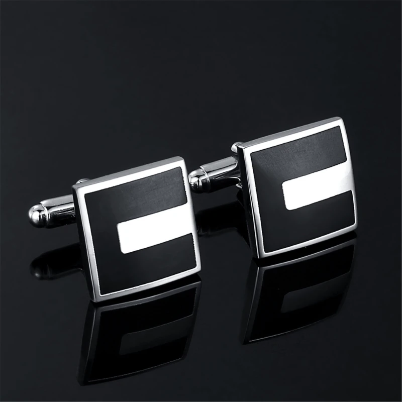 

Men Square Cufflinks Alloy Black Enamel Tuxedo Shirt Studs Cuff Links Buttons Jewelry Accessories for Business Wedding