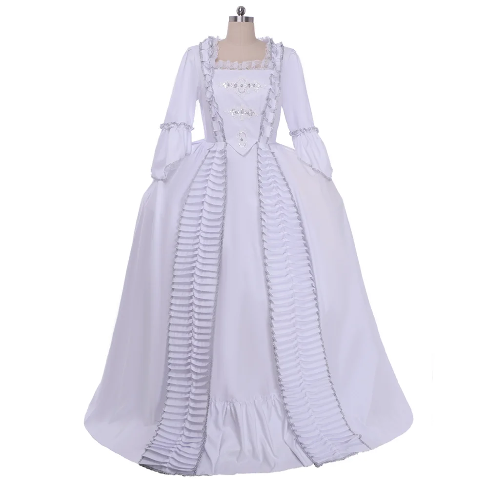 

18th Century Rococo Wedding Dress Women Exquisite Luxury White Ruffle Marie Antoinette Ball Gown Revolution Georgian Costume