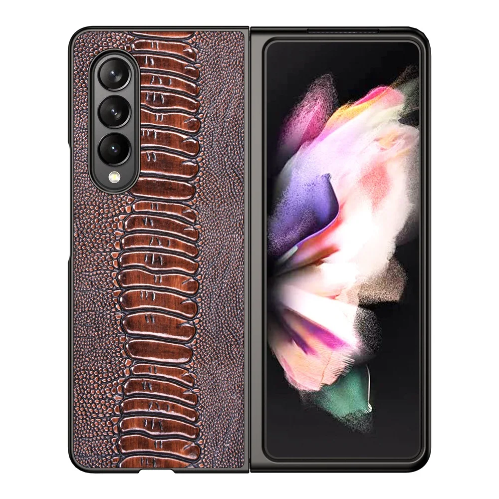 Роскошный чехол для телефона 2 в 1 из натуральной кожи в стиле ретро для Samsung Galaxy Z Fold3 Fold 2 3, винтажный защитный чехол-накладка на заднюю панель со страусиными ножками 
Роскошный чехол для телефона 2 в 1 из натуральной кожи в стиле ретро для Samsung Galaxy Z Fold3 Fold 2 3, винтажный защитный чехол-накладка на заднюю панель со страусиными ножками
