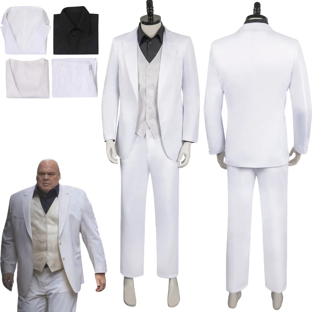 Kingpin Cosplay Costume Male Men Adult White Uniform Coat Shirt Vest Pants Outfits Fantasia Halloween Carnival Party Role Suit
Kingpin Cosplay Costume Male Men Adult White Uniform Coat Shirt Vest Pants Outfits Fantasia Halloween Carnival Party Role Suit