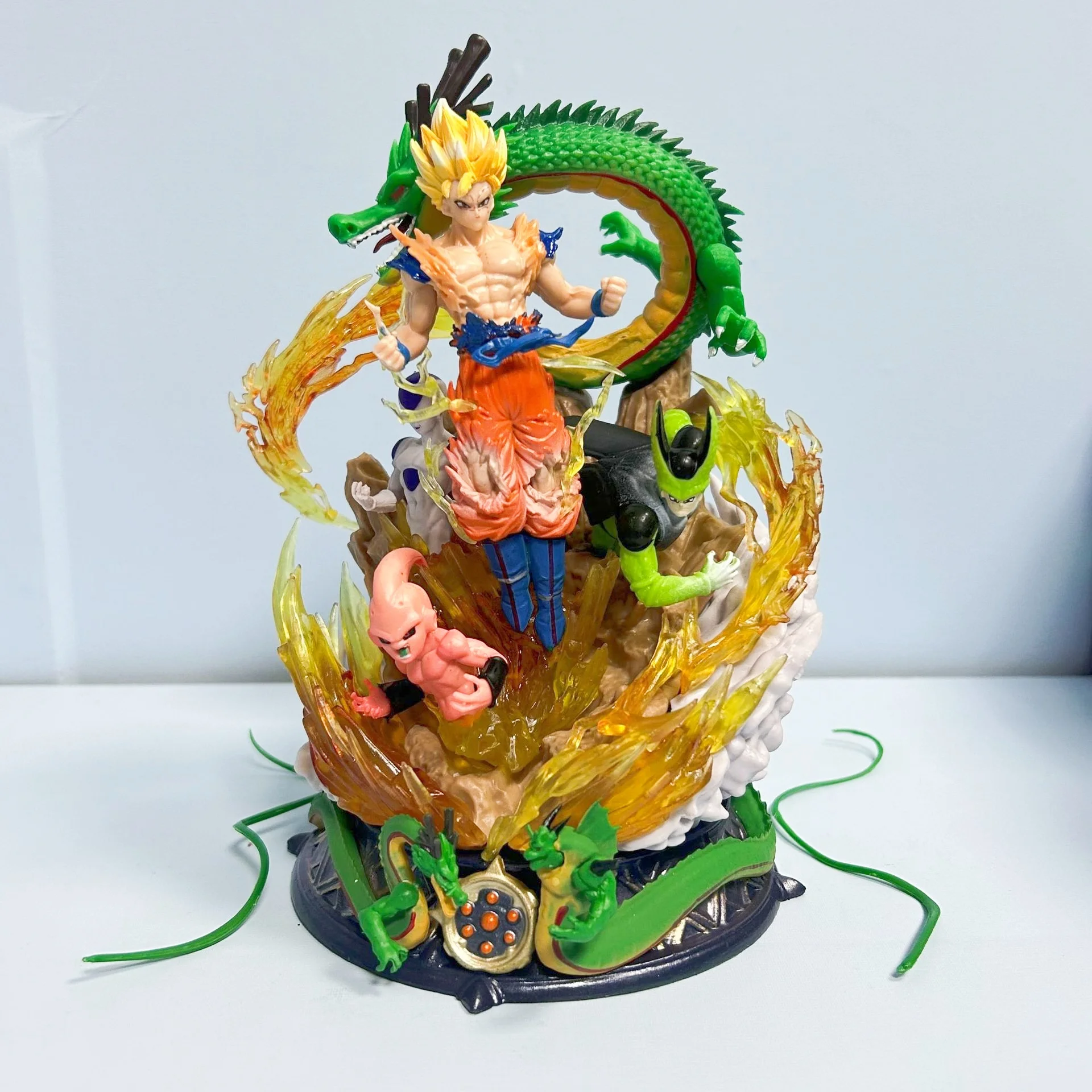 

New 23cm Dragon Ball Figure Super Saiyan Son Goku Figure Cell Shenron Buu Anime Figure Gk Statue Figurine Model Doll Kids Gift