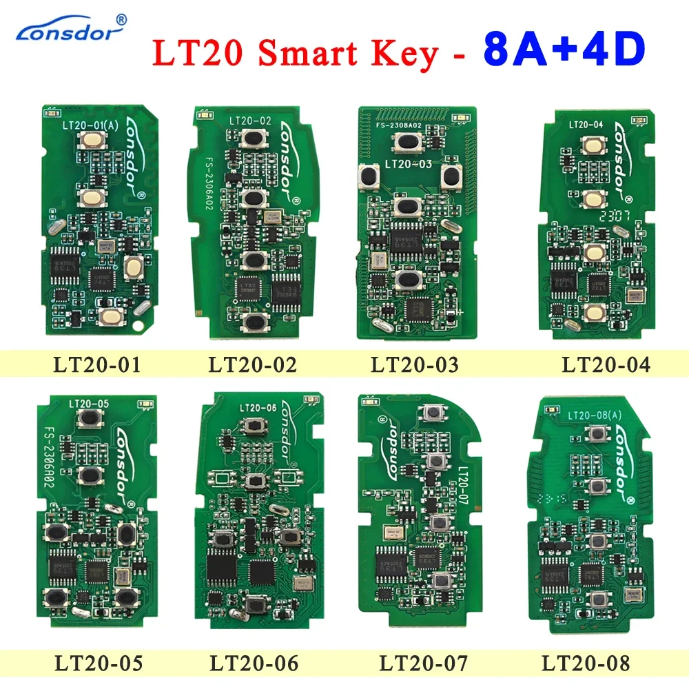 Lonsdor LT20-01 LT20-04 LT20-08 Smart Key PCB 8A+4D Adjustable Frequency For Toyota & Lexus Support K518 & K518ISE & KH100+
Lonsdor LT20-01 LT20-04 LT20-08 Smart Key PCB 8A+4D Adjustable Frequency For Toyota & Lexus Support K518 & K518ISE & KH100+