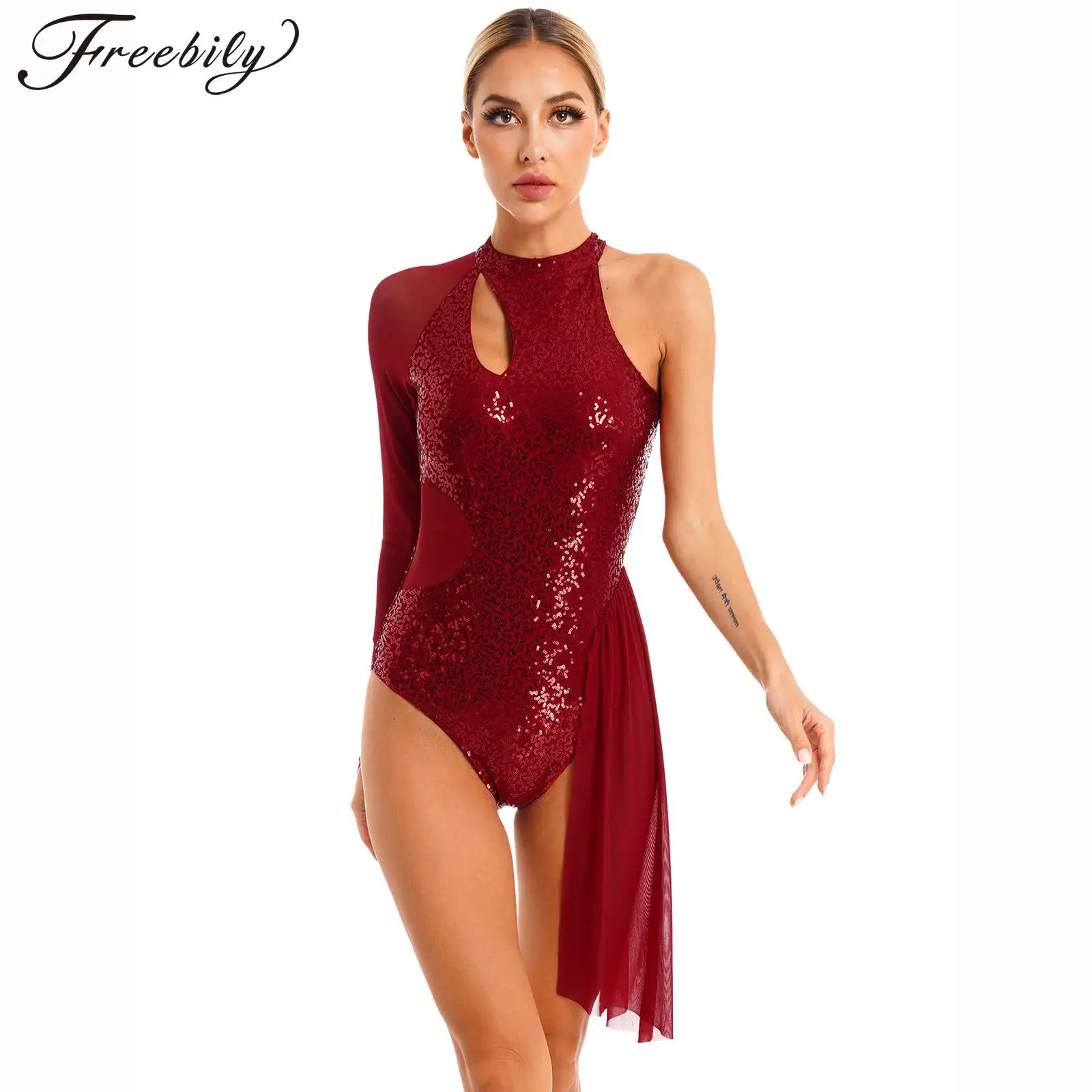 Womens Shiny Sequins Ballet Dance Dress Leotards Gymnastics Costumes Contemporary Figure Skating Dress Performance Clothes
Womens Shiny Sequins Ballet Dance Dress Leotards Gymnastics Costumes Contemporary Figure Skating Dress Performance Clothes