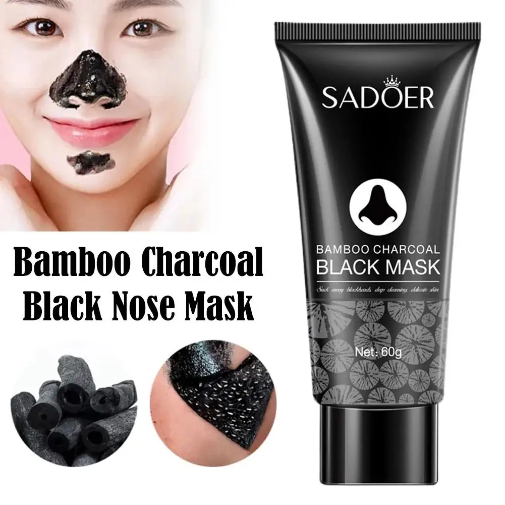 

60g Bamboo Charcoal Nose Blackhead Remover Mask Deep Dots Treatment Care Pore Acne Pore Skin Black Cleansing Shrink Mask Ma D4B4