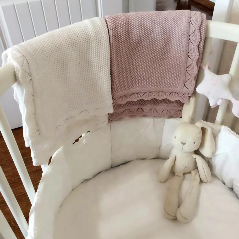 

Knitted Baby Blanket Newborn Swaddle Wrap 100% Cotton Super Soft 100*80cm Baby Receiving Blankets Infant Stroller Crib Quilt