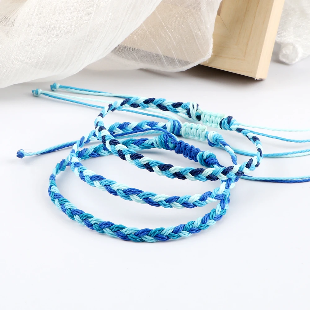 Bracelets tressés en fil de cire multicolore pour femmes et hommes, Bracelet porte-bonheur bouddha tibétain, Couple, bijoux d'amitié 3