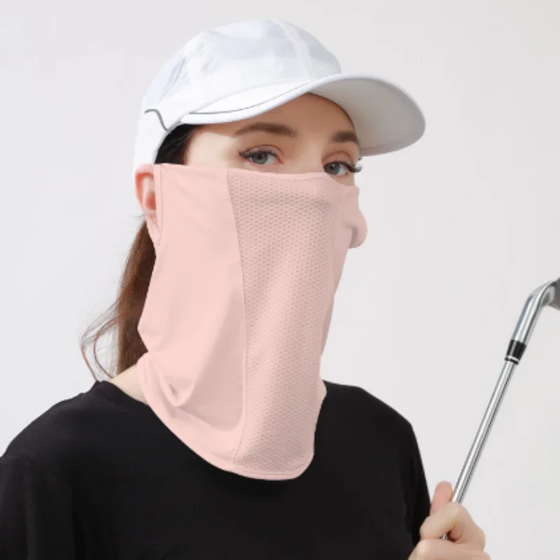 

UPF 50+ Sunscreen Mask Ice Silk Ear Hanging Mask Breathable Golf Mesh Oxygen Mask Lightweight UV Sun Protection Neck Scarf