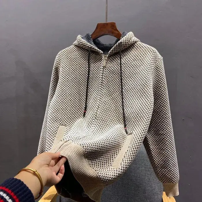 Men's high-end pineapple texture men's jacket autumn and winter velvet thickened warm hooded sweatshirt
Men's high-end pineapple texture men's jacket autumn and winter velvet thickened warm hooded sweatshirt