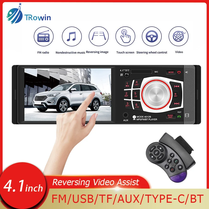 

4.1 Inch Touch Screen 1Din FM Car Radio Auto Audio Stereo Rear View Camera USB Steering Wheel Control MP5 player Bluetooth