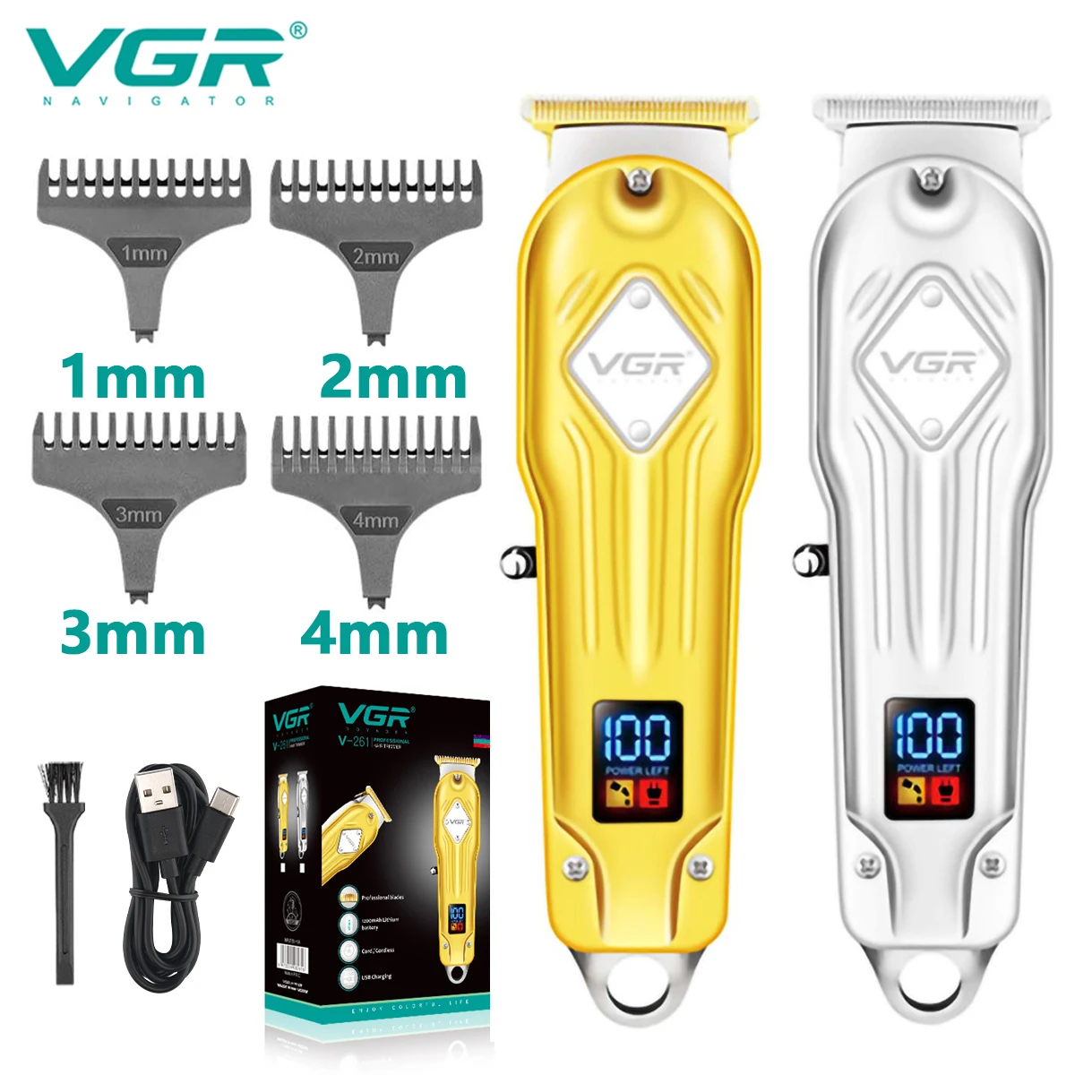 VGR Hair Trimmer Professional Hair Clipper Metal Hair Cutting Machine Electric LED Display Zero Cutting Machine for Men V-261
VGR Hair Trimmer Professional Hair Clipper Metal Hair Cutting Machine Electric LED Display Zero Cutting Machine for Men V-261