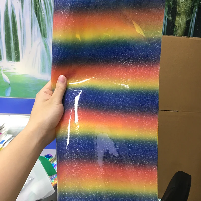 Gold glitter rainbow gradient pattern smooth PVC faux vinyl leather fabric piece for home/party deco accessories DIY bow/bag
Gold glitter rainbow gradient pattern smooth PVC faux vinyl leather fabric piece for home/party deco accessories DIY bow/bag