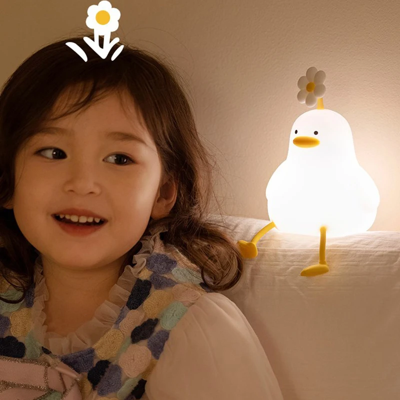 

Cute Duck Led Night Light USB Rechargeable Nightlights Silicone Lamp Touch Switch Children Kid Bedroom Decoration Birthday Gift
