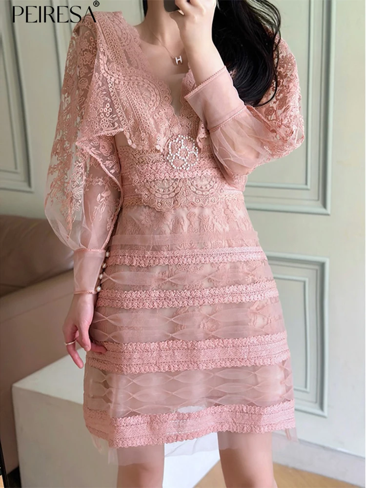 PEIRESA French Elegant Embroidery Lace Dresses For Women 2023 Autumn Hollow Out V Neck Lantern Sleeve Slim Waist Mini Dress Robe
PEIRESA French Elegant Embroidery Lace Dresses For Women 2023 Autumn Hollow Out V Neck Lantern Sleeve Slim Waist Mini Dress Robe