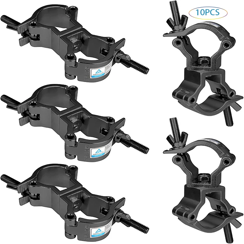 

10 Pack Dual Swivel Clamp Turn Needed Two 360 Degree Clamps Fits Pipe (32-35mm) Truss F24 Aluminum Alloy Max Load 110lb/50KG