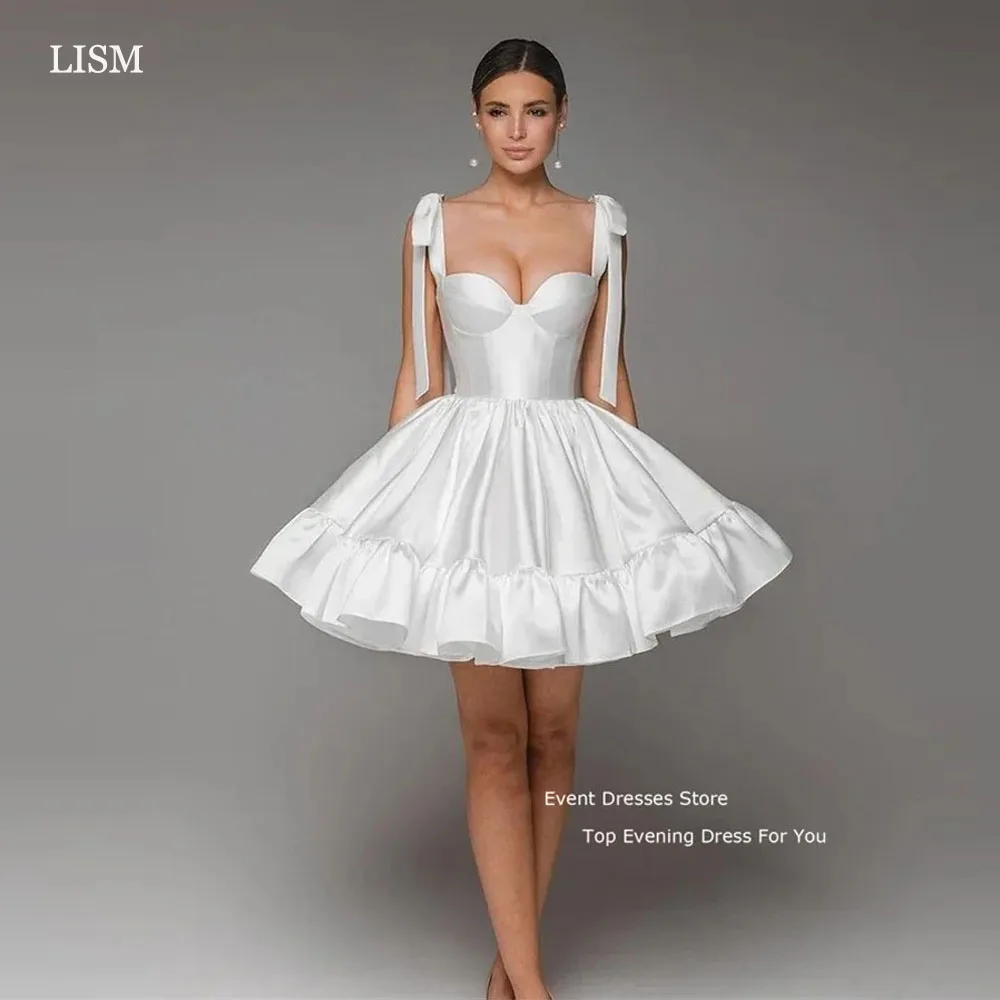 LISM Elegant Sweetheart Short Mini Prom Dresses Lace Up Shoulder Straps Corest Bow Back Pleat A-Line Cocktail Dress Custom Made
LISM Elegant Sweetheart Short Mini Prom Dresses Lace Up Shoulder Straps Corest Bow Back Pleat A-Line Cocktail Dress Custom Made