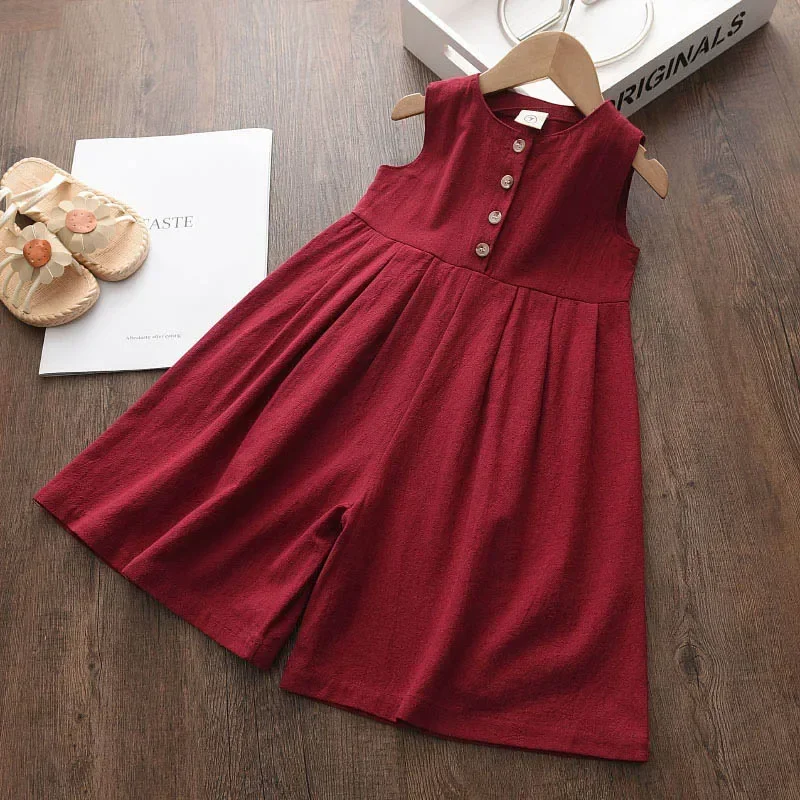 Casual Kids Girls Jumpsuits New Fashion Girl Baby Casual Bodysuits Children Solid Costumes Sleeveless Clothing 3-7Y 
Casual Kids Girls Jumpsuits New Fashion Girl Baby Casual Bodysuits Children Solid Costumes Sleeveless Clothing 3-7Y