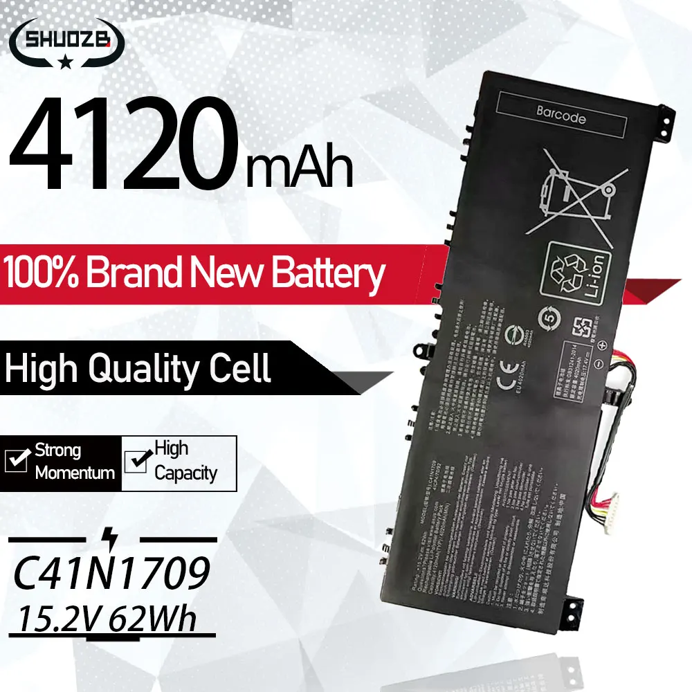 New C41N1709 0B200-02730000 Аккумулятор для ноутбука ASUS ROG STRIX Series GL503VS GL503VS-EI018T EI016T EI001T EI042T DH74 15,2 V 62Wh
New C41N1709 0B200-02730000 Аккумулятор для ноутбука ASUS ROG STRIX Series GL503VS GL503VS-EI018T EI016T EI001T EI042T DH74 15,2 V 62Wh