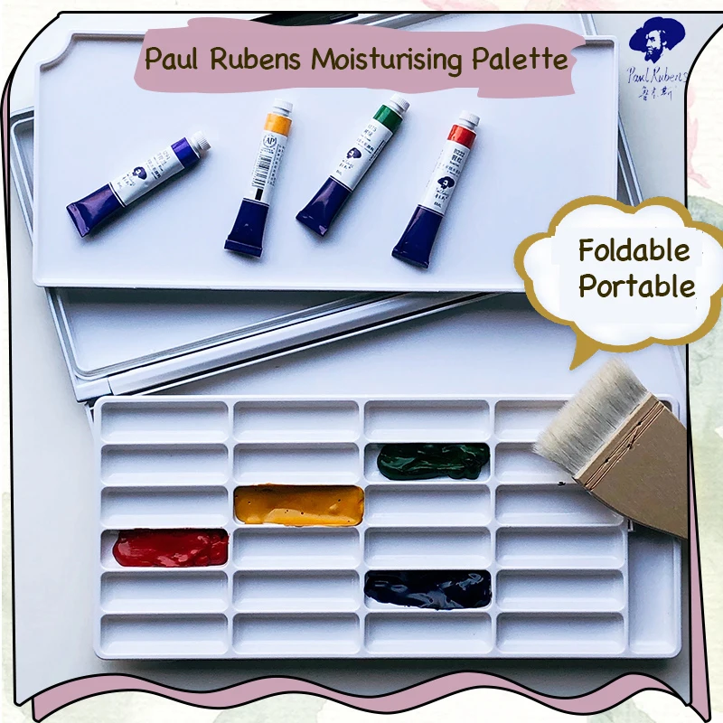 

Paul Rubens Portable Watercolor Paint Moisturising Palette 24 Grids Multifunctional Palette Professional Painting Sketching