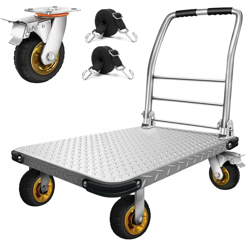 Platform Truck Flatbed Cart Heavy Duty Steel Foldable Push Cart Dolly with 2000Lbs Capacity and Bungee Cords,36 x 24 Large Flatb
Platform Truck Flatbed Cart Heavy Duty Steel Foldable Push Cart Dolly with 2000Lbs Capacity and Bungee Cords,36 x 24 Large Flatb