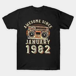 Предложение на день рождения, потрясающая с января 1982 года, крутая летняя футболка в стиле унисекс 80-х годов, хлопковая модная одежда для пары
Предложение на день рождения, потрясающая с января 1982 года, крутая летняя футболка в стиле унисекс 80-х годов, хлопковая модная одежда для пары