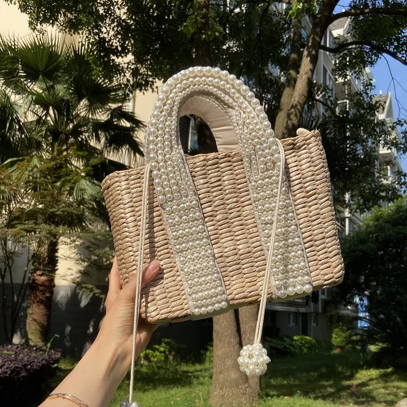 Pearl Beaded Wicker Tote - Luxury Beach Basket 9 Sa39f2a2e73204ddfb1b5df154cb90e1ca