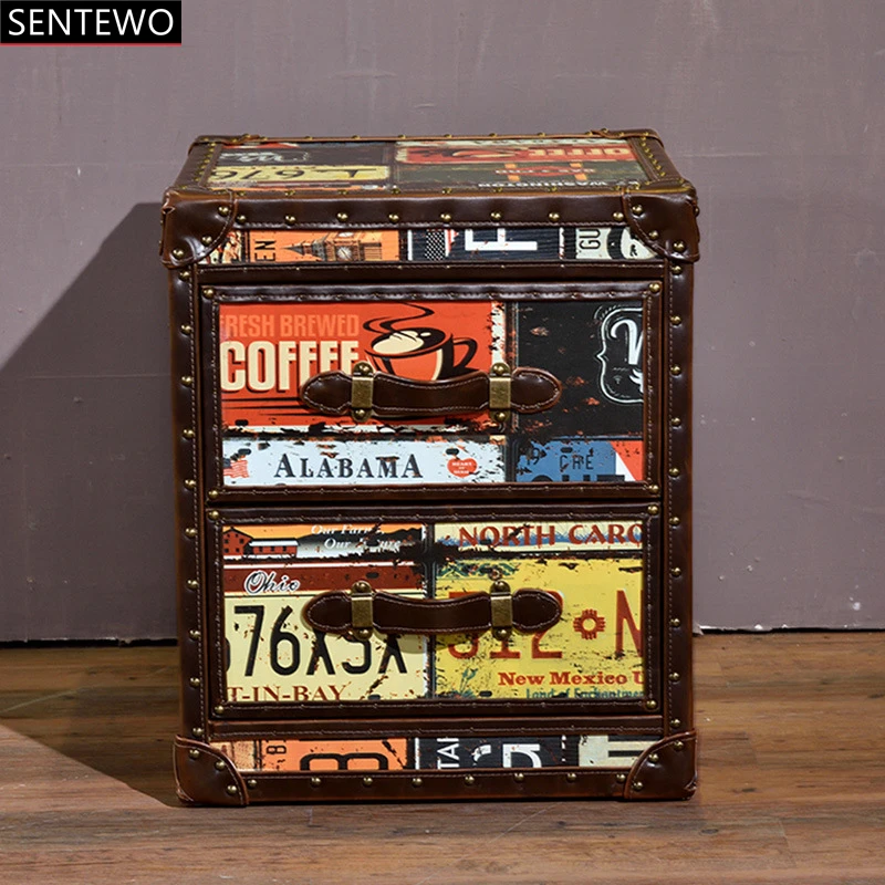 SENTEWO Loft Industrial Style Retro Rivets Creative Old License Plate Pattern Two Drawers Bedside Table Nightstands
SENTEWO Loft Industrial Style Retro Rivets Creative Old License Plate Pattern Two Drawers Bedside Table Nightstands