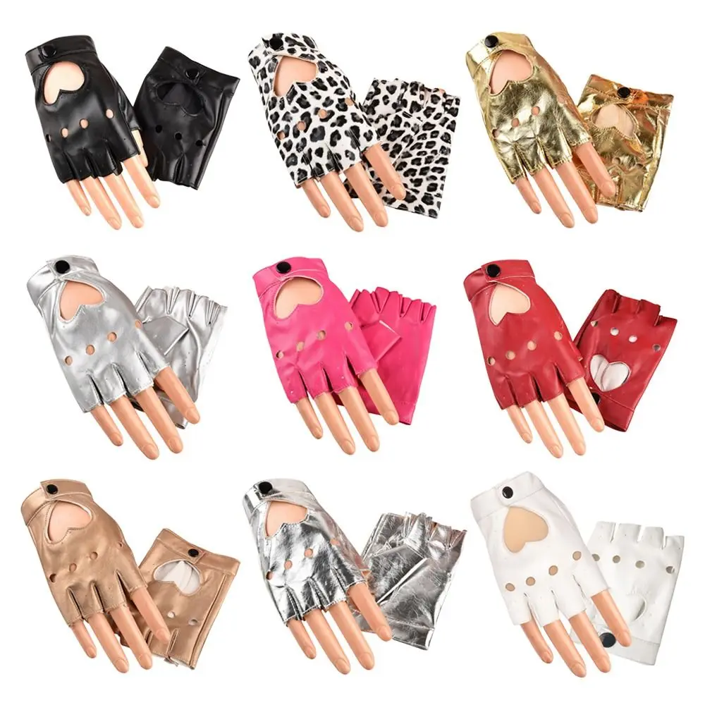 

Cosplay Party Gloves Performance Mittens Women Men PU Leather Gloves Five Finger Gloves Ladys Driving Dress Heart Mittens
