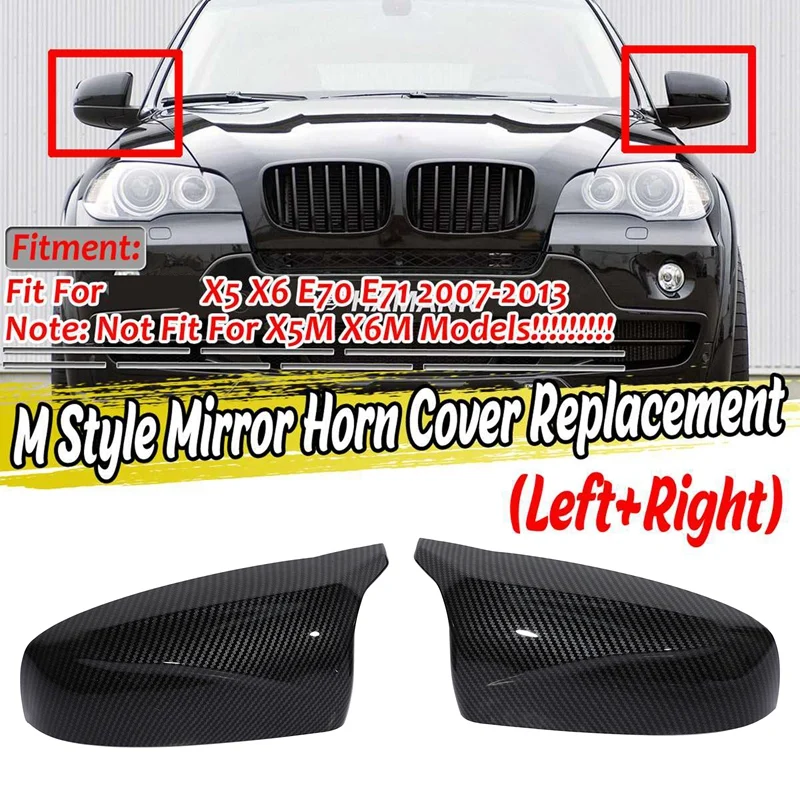 

Carbon Fiber Rearview Mirror Cover Side Wing Mirror Caps Protector For BMW X5 E70 X6 E71 2008 2009 2010 2011 2012 2013
