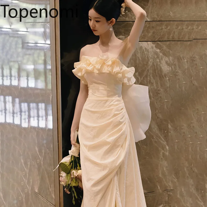 Topenomi Korean Style Wedding Gown 2024 Ruffled Strapless Waist Slim Split Floor Length Evening Dresses Fairy Quinceanera Dress
Topenomi Korean Style Wedding Gown 2024 Ruffled Strapless Waist Slim Split Floor Length Evening Dresses Fairy Quinceanera Dress
