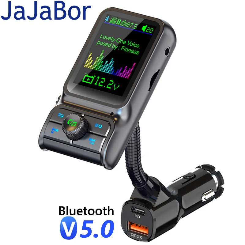 

JaJaBor FM Transmitter Car MP3 Player AUX Audio Receiver QC3.0 Usb PD 20W Fast Charging Handsfree Bluetooth Car Kit FM Modulator