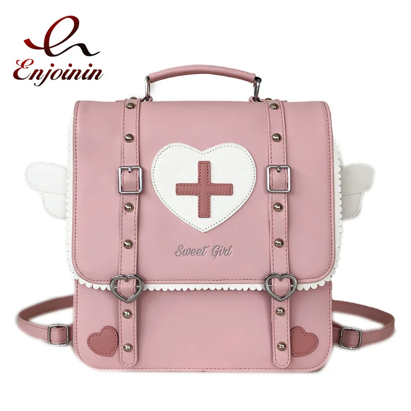 Cute Lolita Japanese Style Backpack for Young Girls Kawaii Uniform School Bag Small Travel Bag Wings Daypack Women Ita Purse
Cute Lolita Japanese Style Backpack for Young Girls Kawaii Uniform School Bag Small Travel Bag Wings Daypack Women Ita Purse