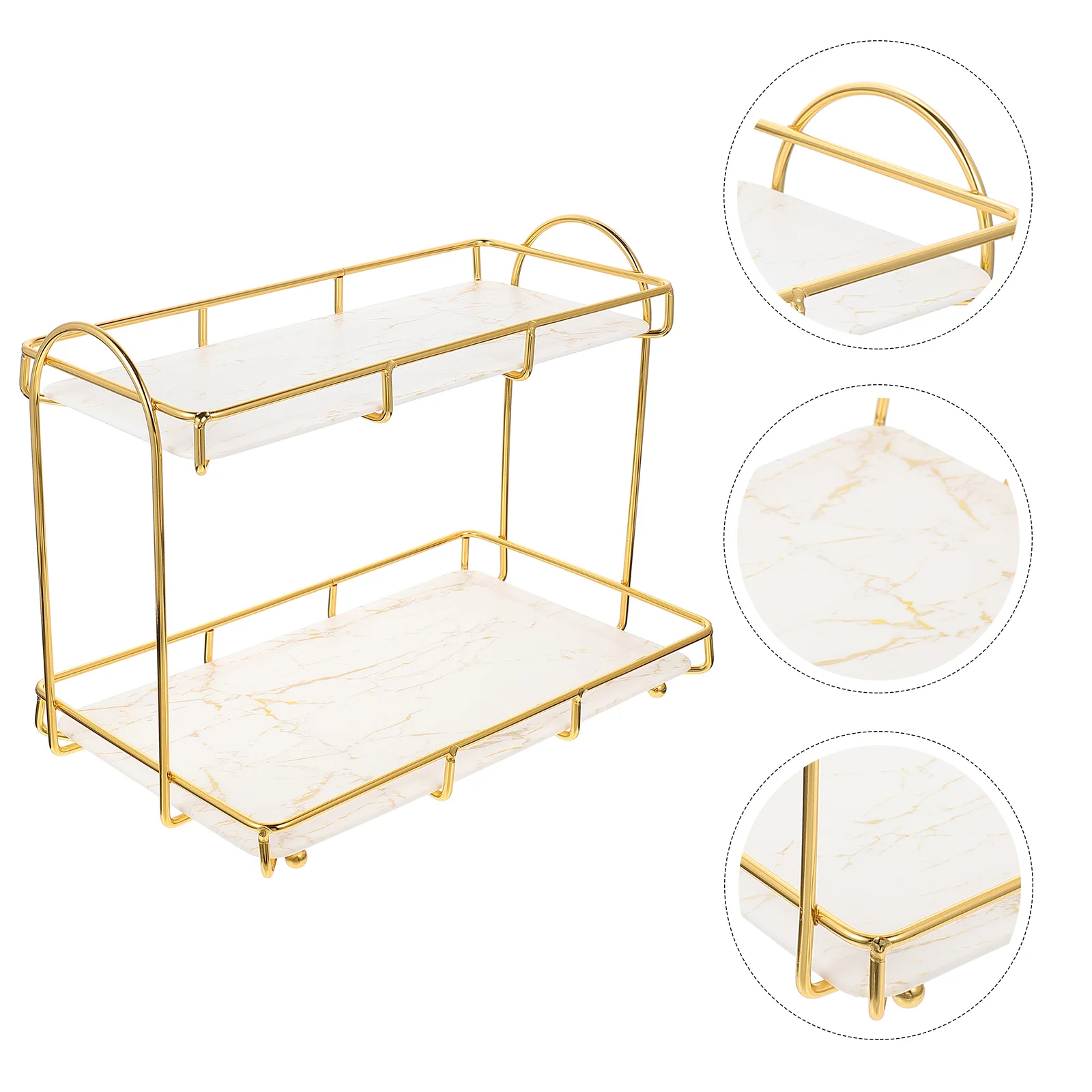 

Storage Rack Bathroom Cosmetics Holder 2 Tier Shelf Layer Vanity Table Toiletry Iron Countertop Corner