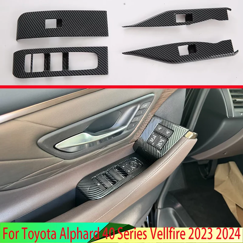 

Для Toyota Alphard 40 серия Vellfire 2023 2024 Стильная крышка из углеродного волокна для двери окна подлокотника переключатель панель отделка молдинг украшение