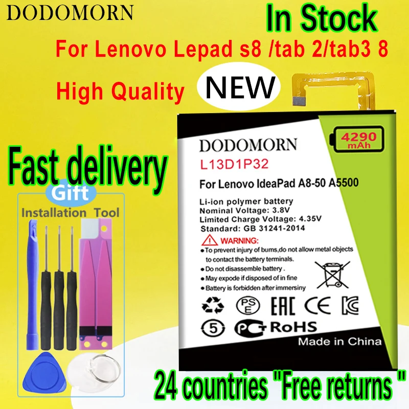 DODOMORN L13D1P32 Battery For Lenovo Lepad Tab S8/TAB3 8 TB3-850F TB3-850M /TAB 2/ A8-50 A5500+Tracking Number
DODOMORN L13D1P32 Battery For Lenovo Lepad Tab S8/TAB3 8 TB3-850F TB3-850M /TAB 2/ A8-50 A5500+Tracking Number