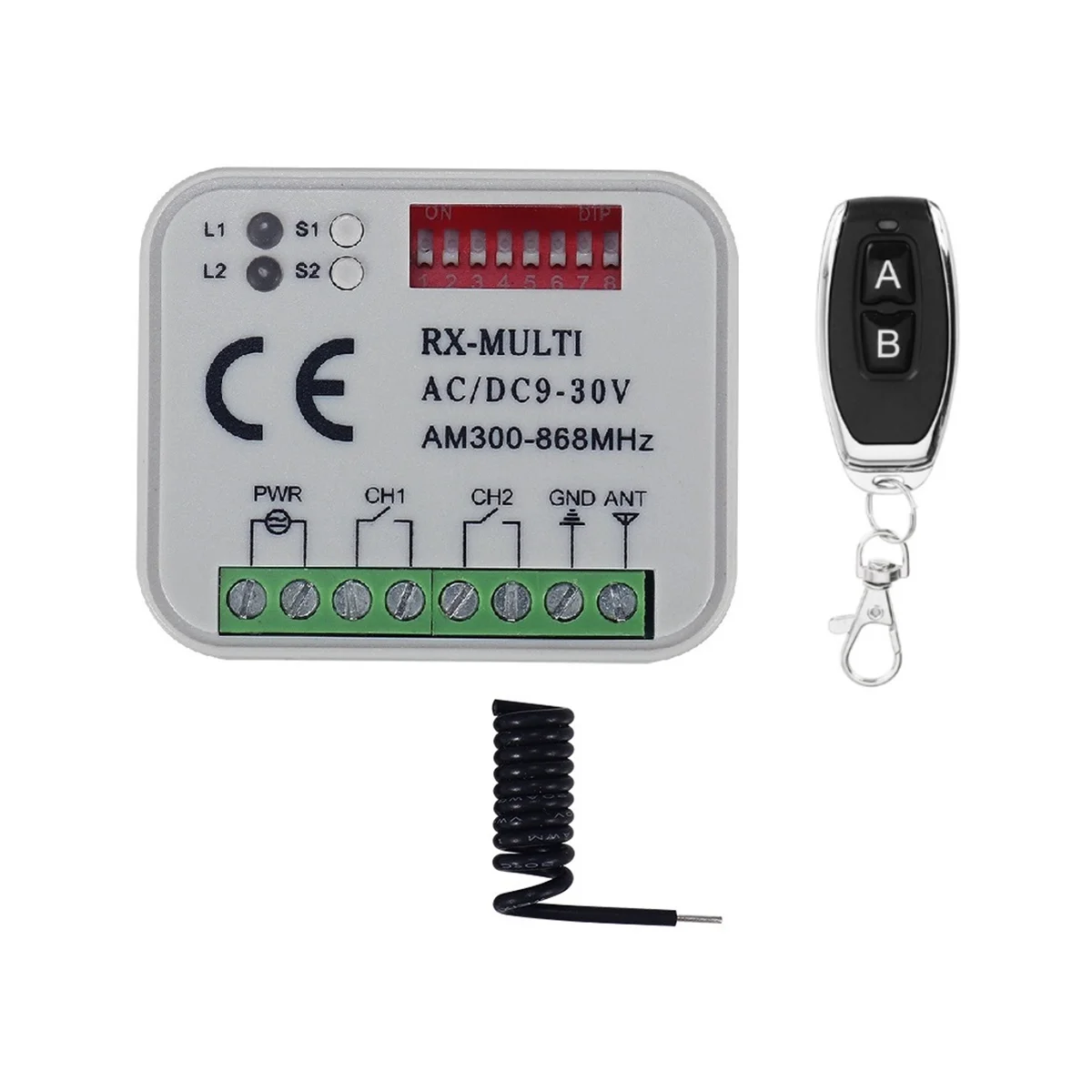 Remote Control Switch Receiver 300-868MHz Receiver Universal AC/DC 9-30V for Garage Door Control Garage Switch
Remote Control Switch Receiver 300-868MHz Receiver Universal AC/DC 9-30V for Garage Door Control Garage Switch